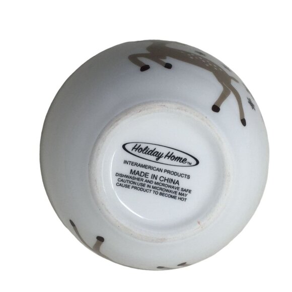 Holiday Home Christmas Reindeer Small White Bowl- 2.5 by 4 inches - Picture 2 of 6